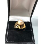 14ct gold modernist pearl cocktail ring weight 3.6g