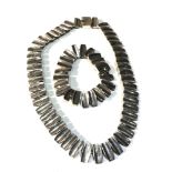 Vintage chunky modernist mexico designer silver necklace and bracelet weight 150g