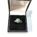 15ct gold antique turquoise and pearl ring weight 2g