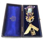 Boxed silver & enamel masonic jewel Fraternal lodge