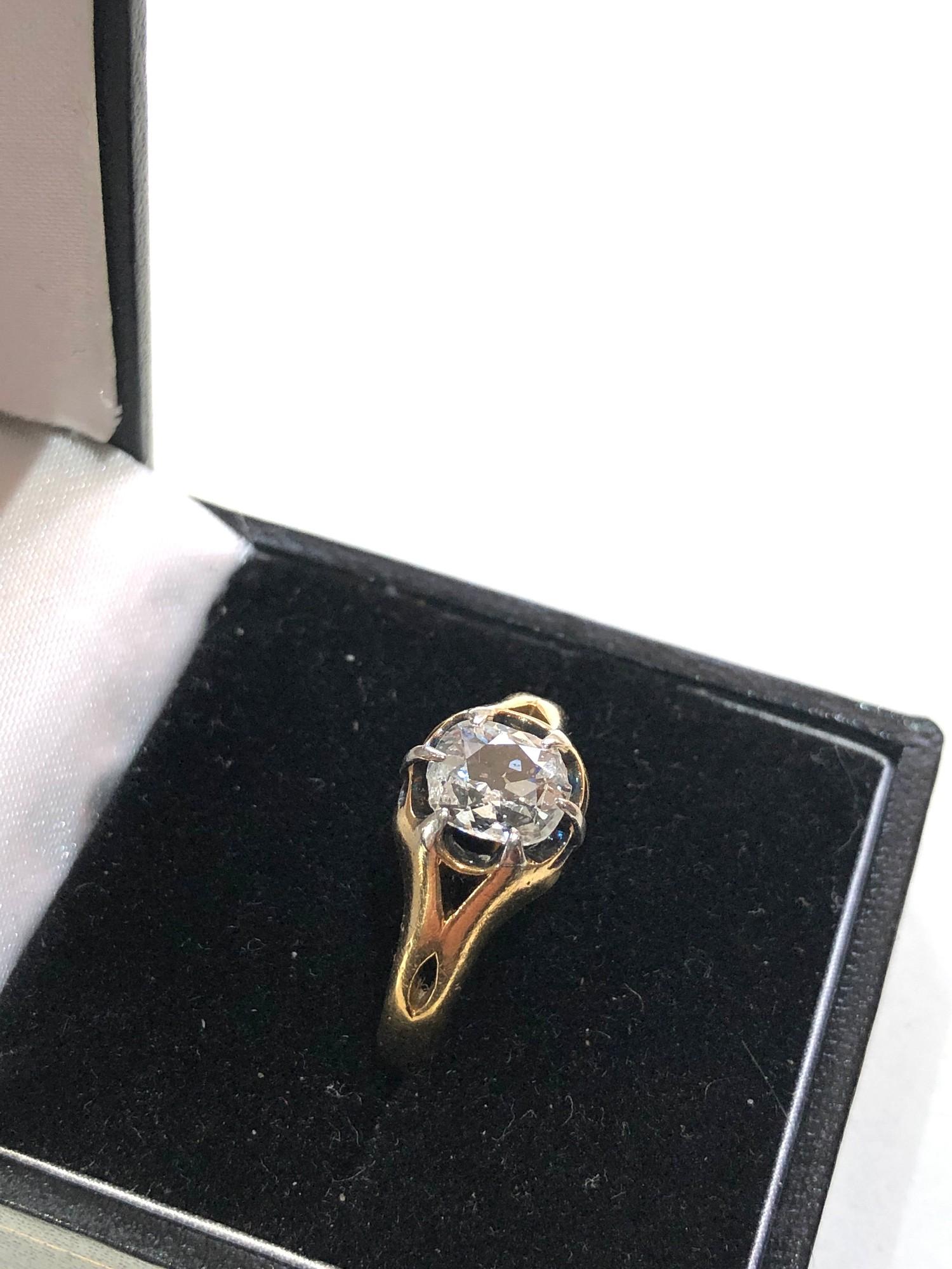 18ct gold antique old cut diamond solitaire ring weight 5.6g edge chips to diamond measures approx - Image 2 of 6