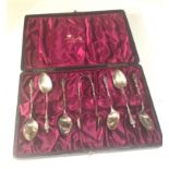 6 Silver apostle tea spoons & sugar tongues