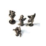 4 vintage silver miniature figures 3 measure approx 3.5cm tall