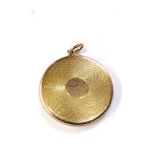 Antique 15ct gold locket measures approx 32mm dia engraved and dated 1862-1912 on inside weight 9.4g