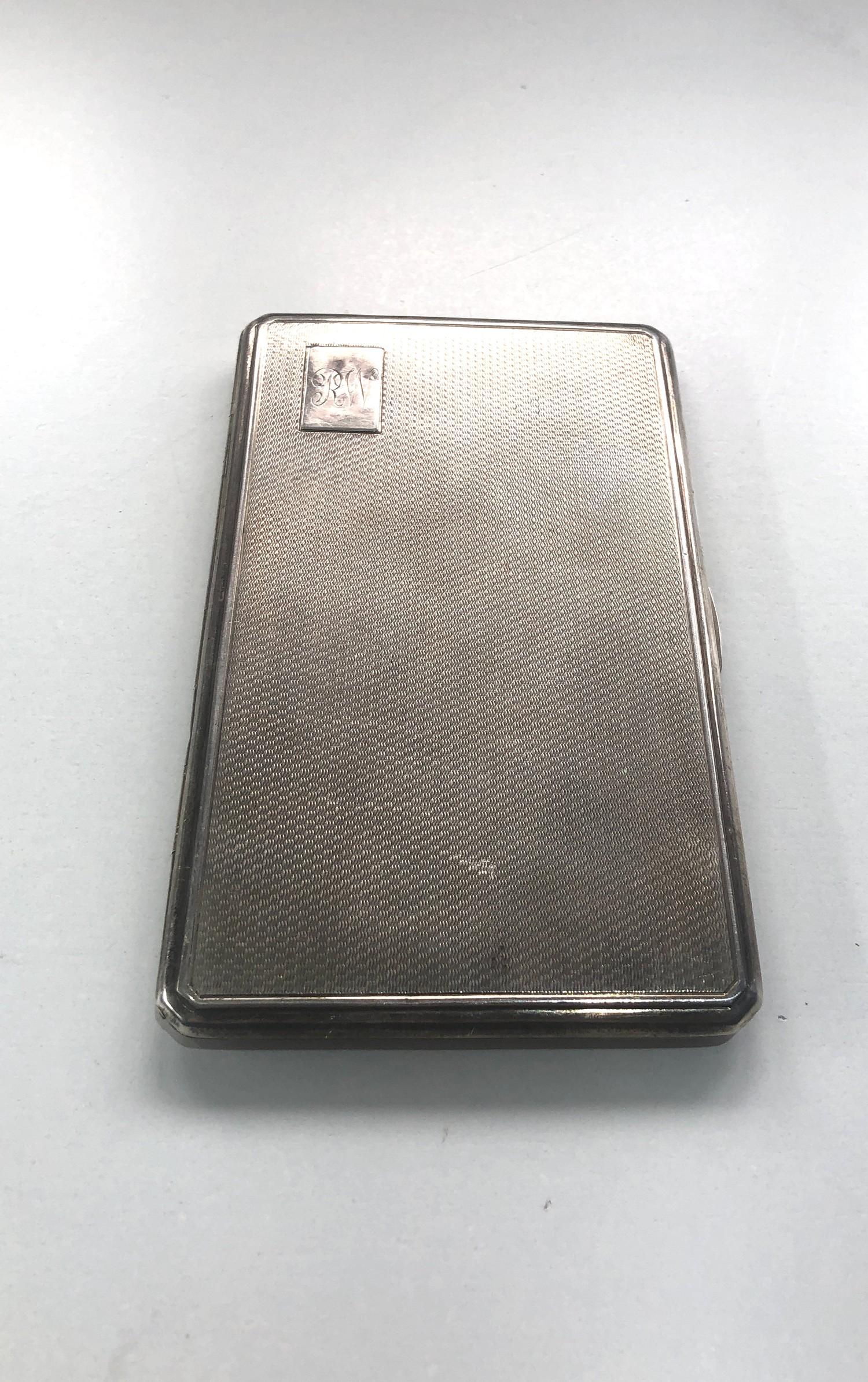 Large heavy silver engine turned cigarette case weight 210g