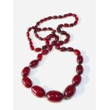 Cherry amber / bakelite bead necklace good internal streaking weight 55g