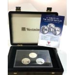Boxed set of westminster mint proof silver £5 coins C.O.A