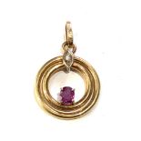 9ct gold diamond and amethyst pendant measures approx 2.3cm drop by 1.8cm wide weight 2.9g