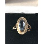 9ct gold stone set mid century cocktail ring weight 4.3g