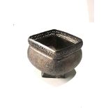 Finely engraved asian silver sugar bowl measures approx 9cm by 9cm height 6.6cm not hallmarked xrt