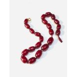 Cherry amber / bakelite bead necklace internal streaking weight 40g