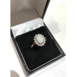 9ct gold opal & paste stone halo ring weight3.1g