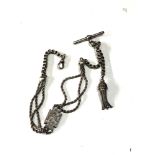 Antique victorian silver albertina fob watch chain weight 24g