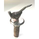 Large hallmarked silver Pheasant bottle stopper measures approx 8cm wide 7cm drop not counting the