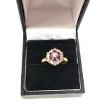 18ct gold diamond & ruby cluster ring weight 4.8g