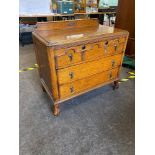 Fine 1920s quality tiger oak 3 draw chest of draws