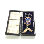 Boxed silver and enamel masonic jewel Aldwyn lodge lancs east div