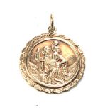 9ct gold charles horner st christopher pendant measures approx 2cm dia weight 3g