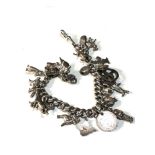 Vintage silver charm bracelet weight 57g