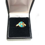 15ct gold antique turquoise & seed pearl ring, missing stone weight 3.4g