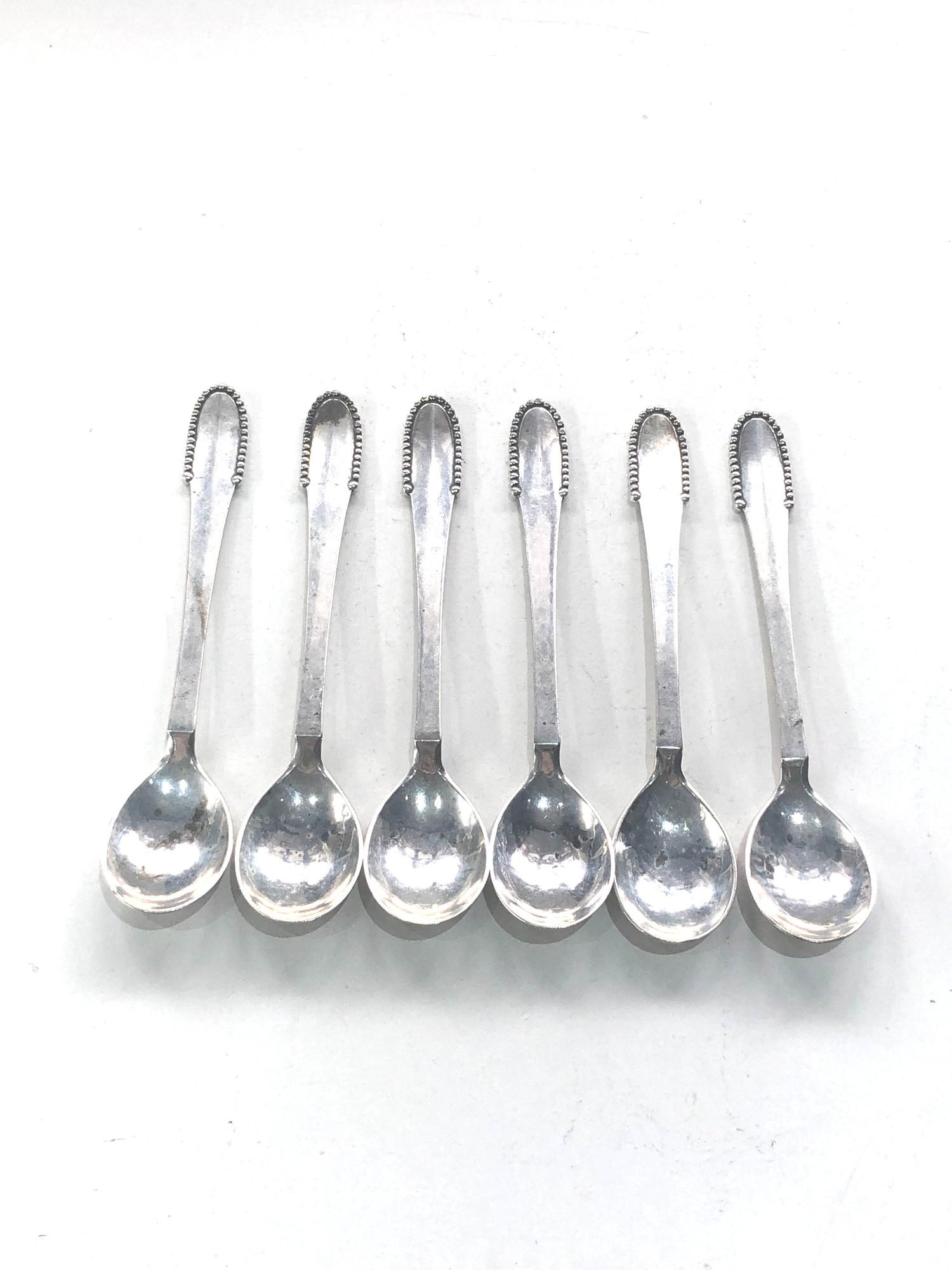 6 Georg Jensen silver tea spoons weight 105 - Image 2 of 5