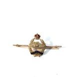9ct gold fear naught tank corps sweetheart brooch weight 4.2g
