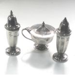 Silver cruet set missing blue glass liner