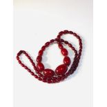 Cherry amber / bakelite type bead necklace no streaking weight 55g