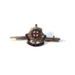 9ct gold enamel the royal sussex sweetheart brooch weight 2.6g