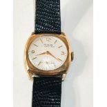 Vintage 9ct gold gents wristwatch H&G 17 jewel watch winds and ticks and in good condition but no