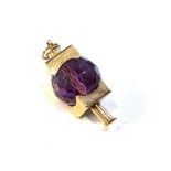 9ct gold faceted glass lamp sphere pendant / charm measures approx 3cm drop by 1.3cm wide weight 6.