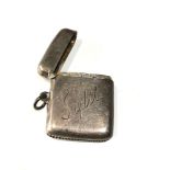 Antique silver vesta case Birmingham silver hallmarks engraved as shown