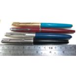 Selection of 4 parker fountain pens includes parker 51 etc