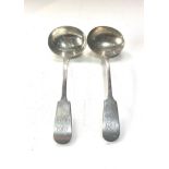 2 antique Victorian silver sauce ladles exeter silver hallmarks weight 120g