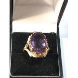 9ct gold textured modernist amethyst cocktail ring weight 6.2g