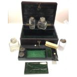 Victorian fitted travel vanity box by pepys & Co London complete with fitted interior leather
