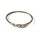 9ct gold diamond twisted design bangle weight 8.1g