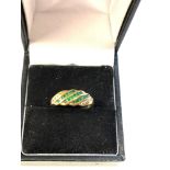 14ct gold diamond & emerald ring weight 2.2g