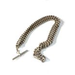 Modern silver double albert watch chain weight 70g