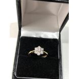 9ct gold diamond cluster ring 0.33 pt weight 2.2g