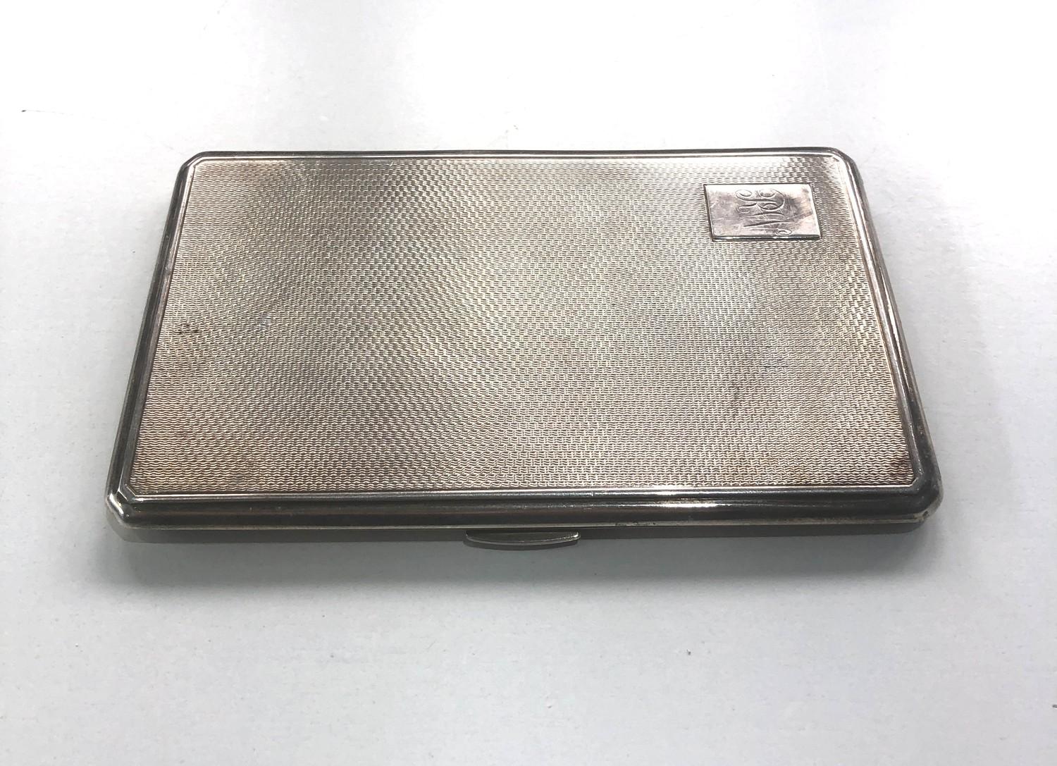 Large heavy silver engine turned cigarette case weight 210g - Image 2 of 3