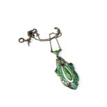 Antique silver and enamel pendant and chain enamel wear as show worn hallmarks measures approx 5.5cm