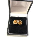 9ct gold diamond & tigers eye ring weight 4.4g