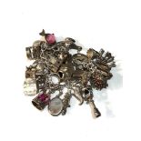 Vintage silver charm bracelet weight 92g