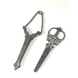 Large Victorian silver chatelaine scissors Victorian London silver hallmarks the scissors handle