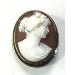 14ct gold mounted carved shell cameo brooch / pendant measures approx 32mm by 25mm weight 4.2g