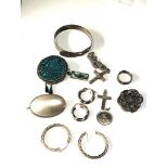 Selection of vintage silver jewellery earrings pendants etc