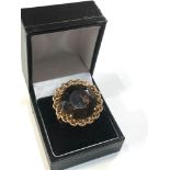 18ct gold ornate smoky quartz cocktail ring weight 12.5g
