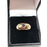 9ct gold antique diamond & sapphire gypsy style ring weight 4.7g