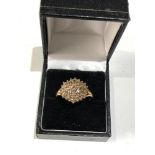 9ct gold diamond cluster ring est .060 pts diamonds weight 5g